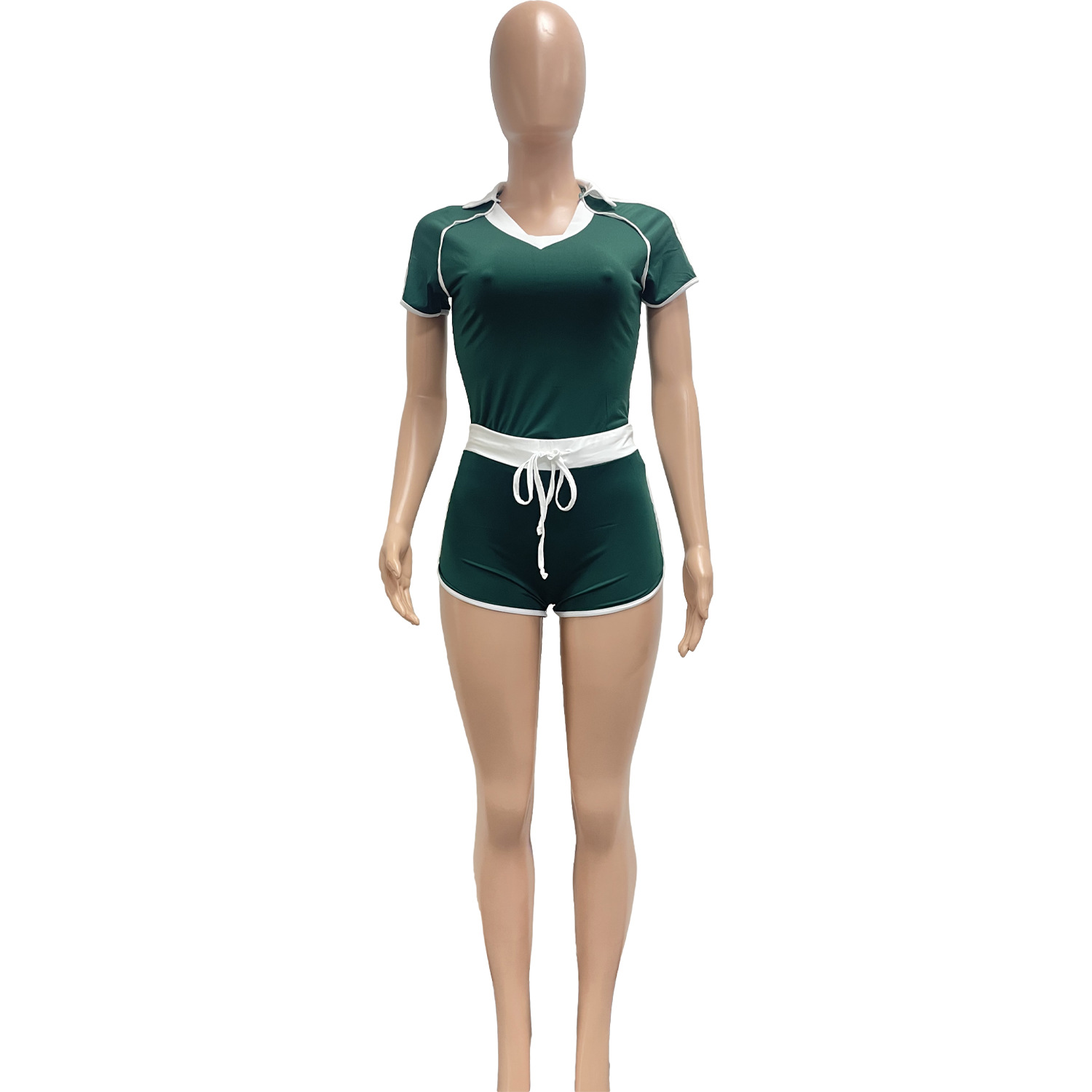 Supply Women Clothing Casual Sports High Elastic Yoga Fabric Layering V neck Two Piece Sets