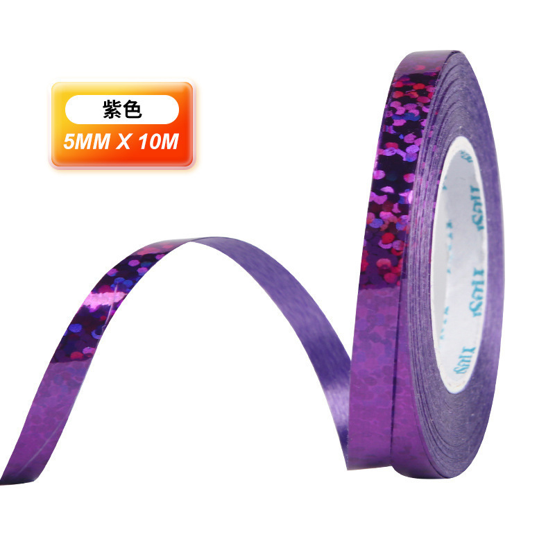 Fábrica directa 10 m cinta láser 5mm ancho globo guirnalda cinta decoración boda vacaciones cinta decorativa al por mayor