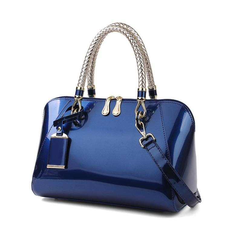 2023 patent leather women's bag glossy handbag foreign trade Boston Women's bag New Amazon Fashion shoulder messenger bag