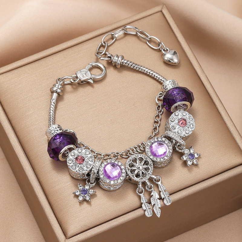 Fashion Fantasy Purple Panjia Bracelet Women's Dream Catcher Six-point Star Mysterious Purple Series Live Jewelry Bracelet Fashion Fantasy Purple Panjia Bracelet Women's Dream Catcher Six-point Star Mysterious Purple Series Live Jewelry Bracelet