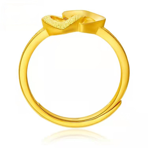 Vietnamese sand gold double heart open ring ring brass gold plated open adjustable double heart ring women's jewelry