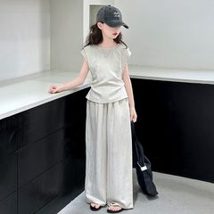 女の子サマースーツ 2025 新しい女の子韓国スタイル子供夏服怠惰なスタイルカジュアル 2 点セット
