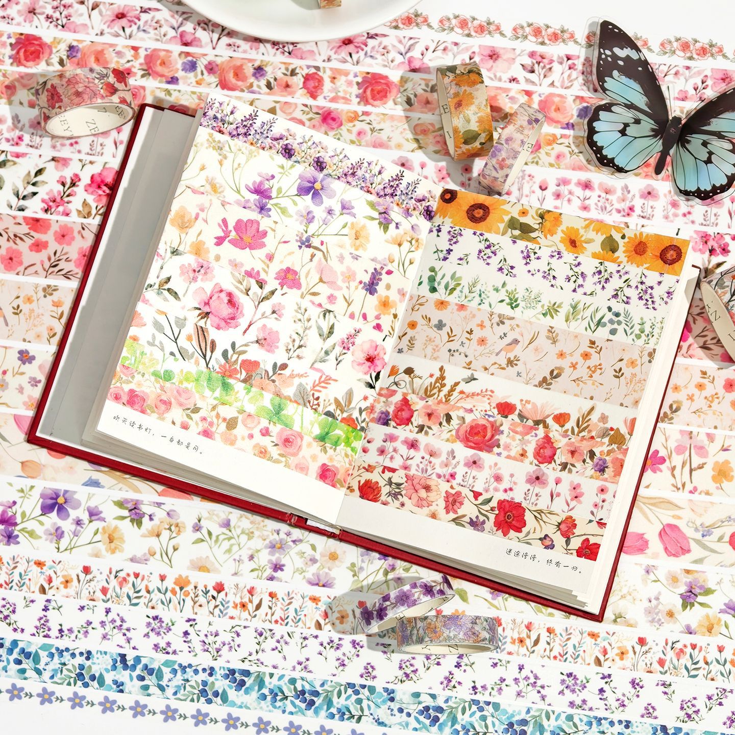 Cinta Adhesiva de Papel Washi Decorativa Set de 32 Rollos con Diseño Floral para Bricolaje image 5