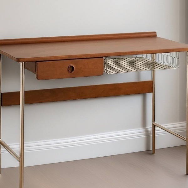 Solid Wood Desk Retro Small Apartment Light Luxury Home Study Workbench Simple Japanese Computer Desk Office Study Desk