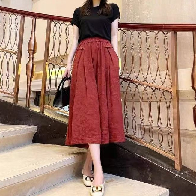 Three-point Culottes for Women in Summer, Thin, New Style, Large Size, Slimming Look, Wide-leg Pants, Loose Casual Pants