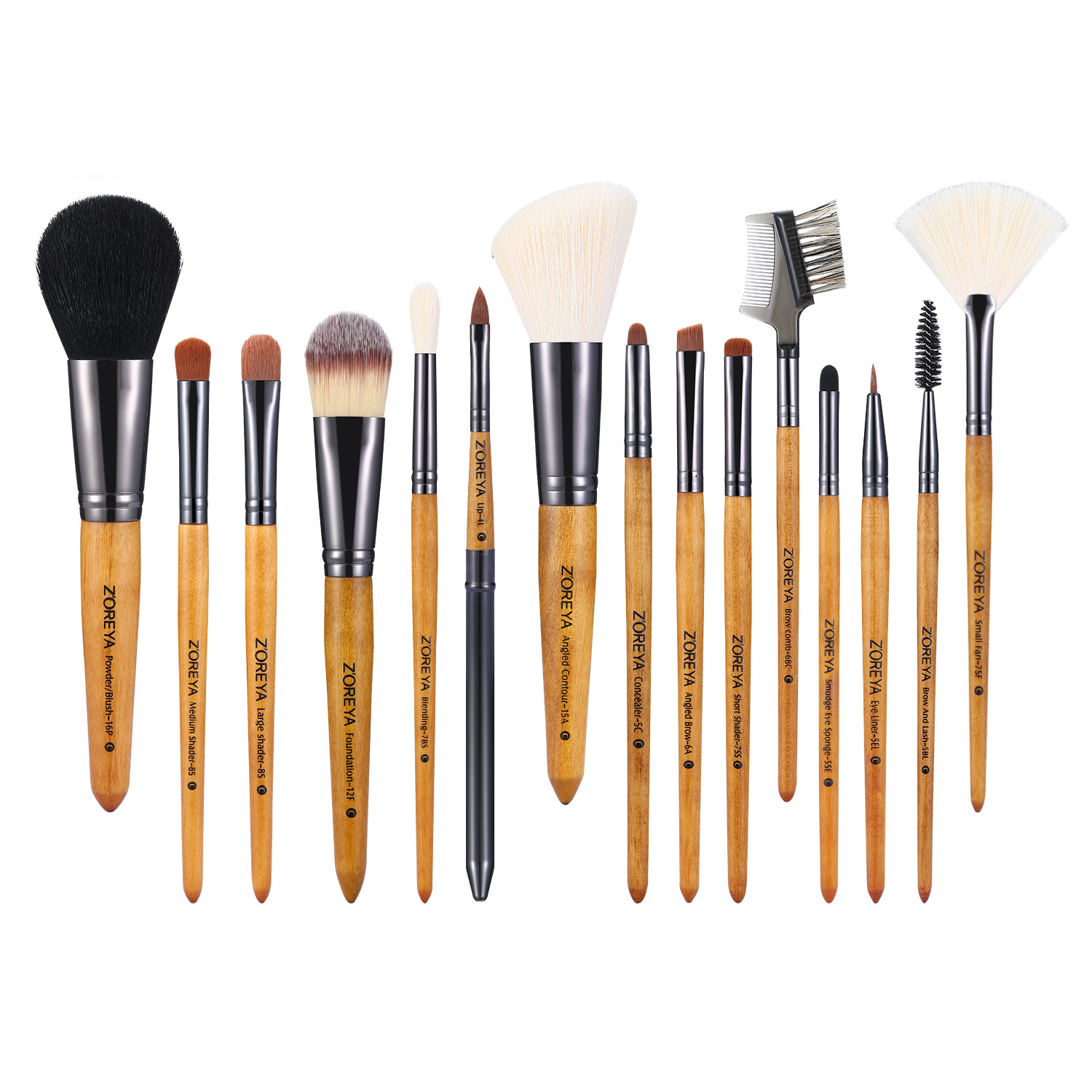 Zhuolya de gama alta herramientas de belleza traje de oro nogal Luz de lujo pelo de los animales 15 pinceles de maquillaje profesional conjunto completo