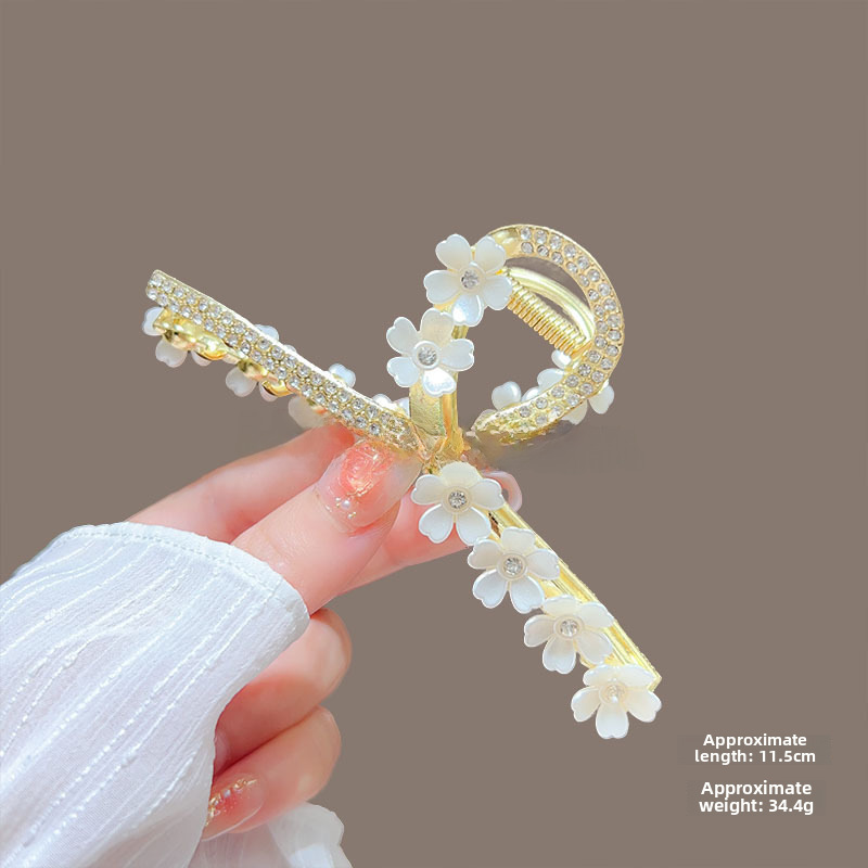 Temperamento Full Diamond Metal Shark Clip Hairpin Back Head Coil Hair Grab Clip Donna Primavera Estate Super Large Clip Copricapo Hair Grab_voghion.com