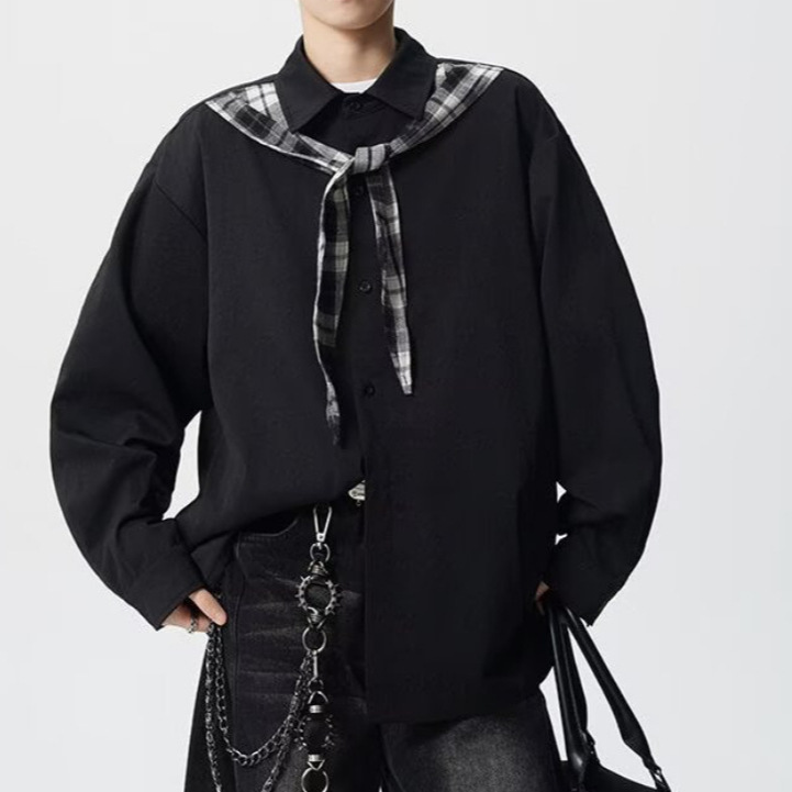 Korean Style Versatile Long-Sleeved Cardigan with Cheongsam Shawl and Thin Sweater Jacket Jacket Top for Boys in Autumn and Winter