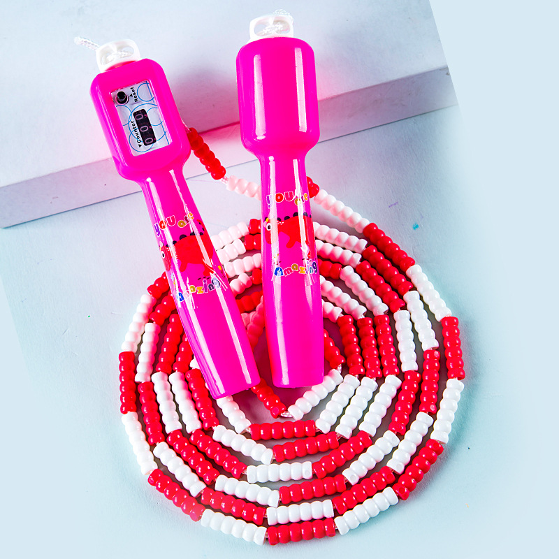 BT8503 cuerda de salto de bambú de dibujos animados para niños longitud ajustable contando cuerda de salto suave grano Festival entrenamiento deportivo cuerda de competencia