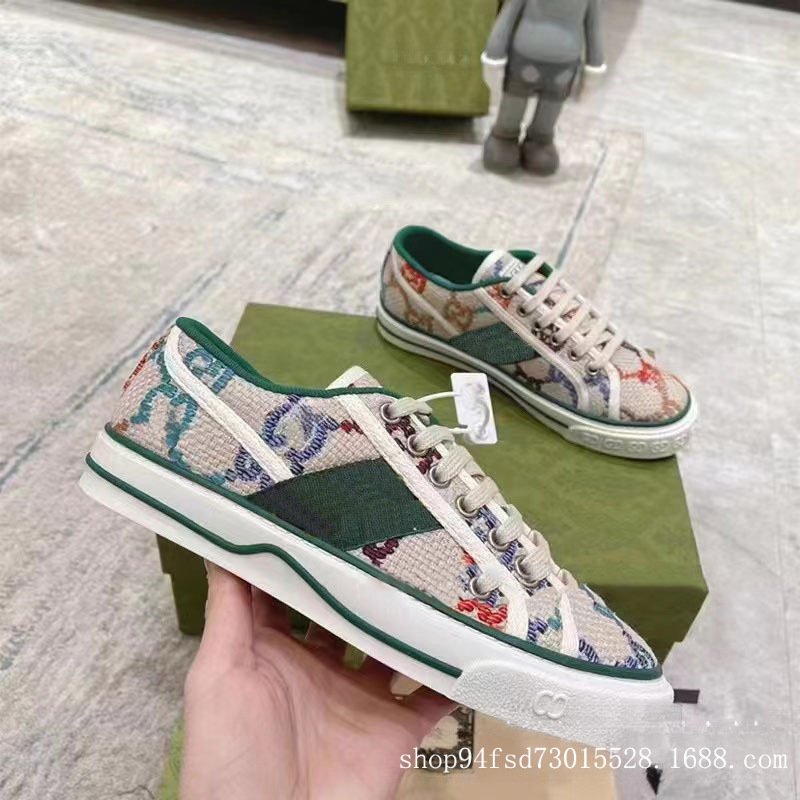 Gucci Tennis 1977 Low Platform Monogram Embroidery