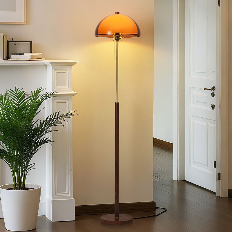 Floor Lamp in French Mid-Century Style, Walnut Color, Ambient Light for Living Room Next to Sofa, Bedroom Bedside Eye-Protection Standing Lamp