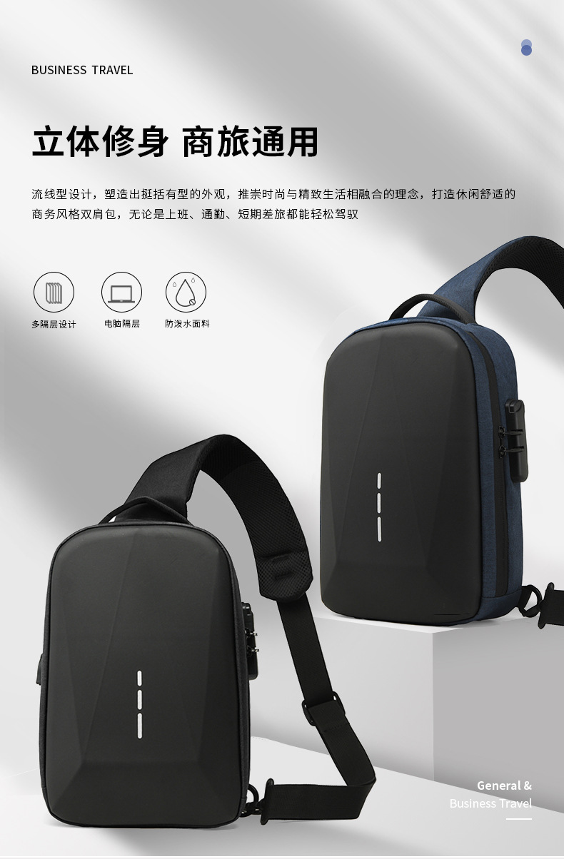 New cross-border chest bag for men, high-end cycling, large-capacity casual chest bag, single-shoulder men's crossbody bag, anti-theft shoulder bag details Picture