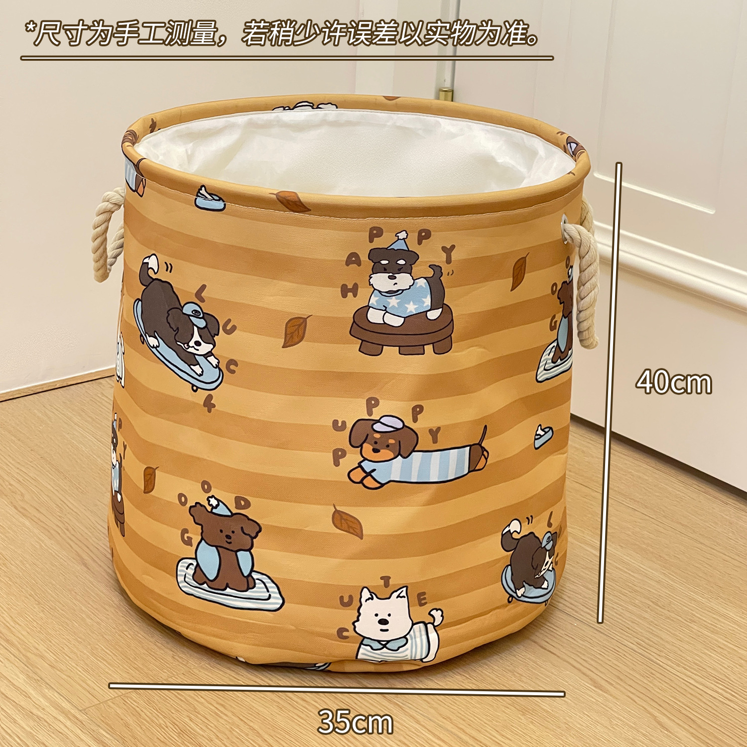 Cesta de ropa sucia plegable de gran capacidad de doble mano, cesta de almacenamiento de ropa sucia gruesa, barril de almacenamiento de gatos de dibujos animados