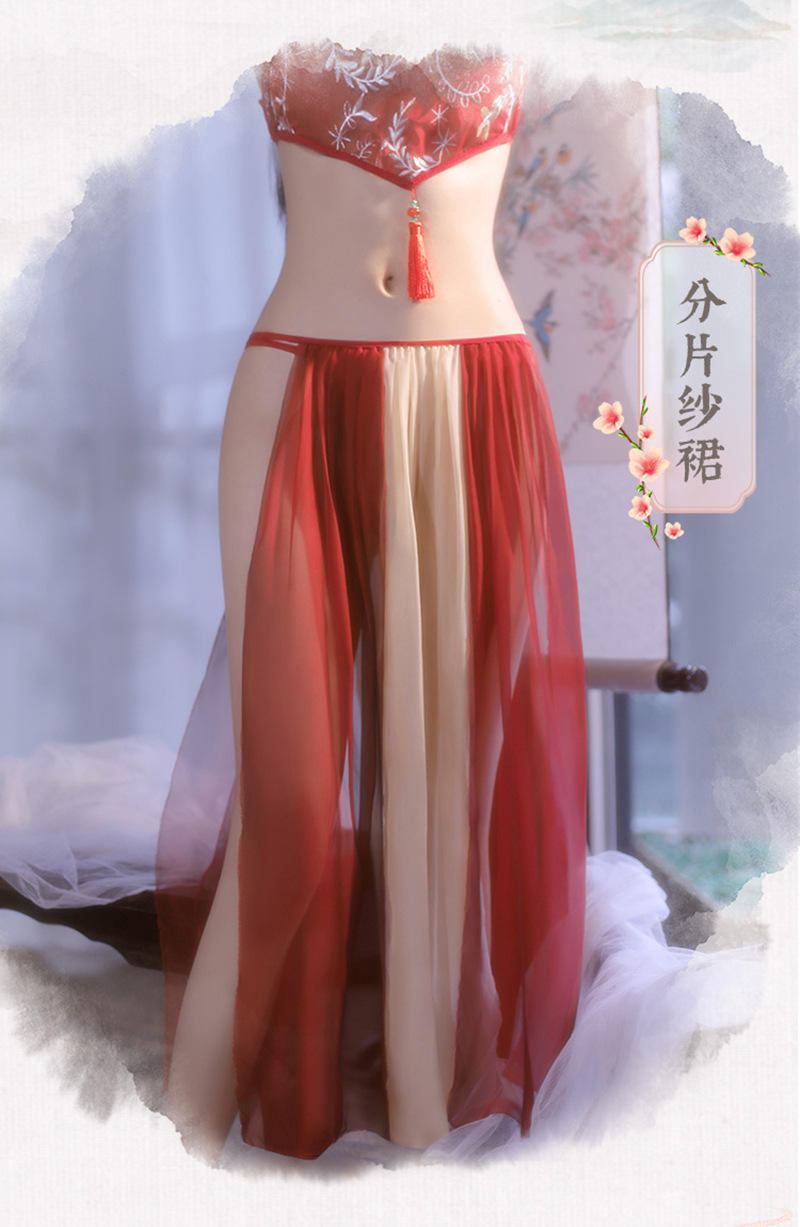 Hanfu-Inspired Palace Costume Set with Bellyband, Shawl, Gauze Skirt and Thong, Plus Size — detail image 13