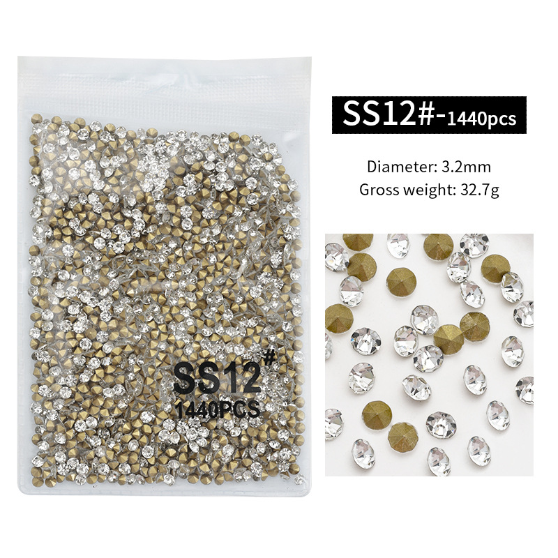 1440 uñas arte plano transparente diamante blanco Super Flash checa diamante austriaco AB color tamaño uñas accesorios decorativos de diamantes al por mayor