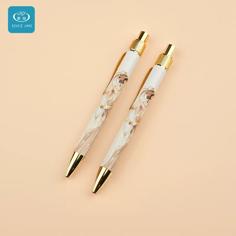 个性礼品文具按动金属圆珠笔 多色创意热转印花膜原子笔学生用品