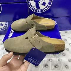 Genuine Leather Birkenstock Boston Clogs for Women 2025 Summer New Thick Sole Soft Cork Fisherman Slide Sandals Men Round Toe Half Slippers