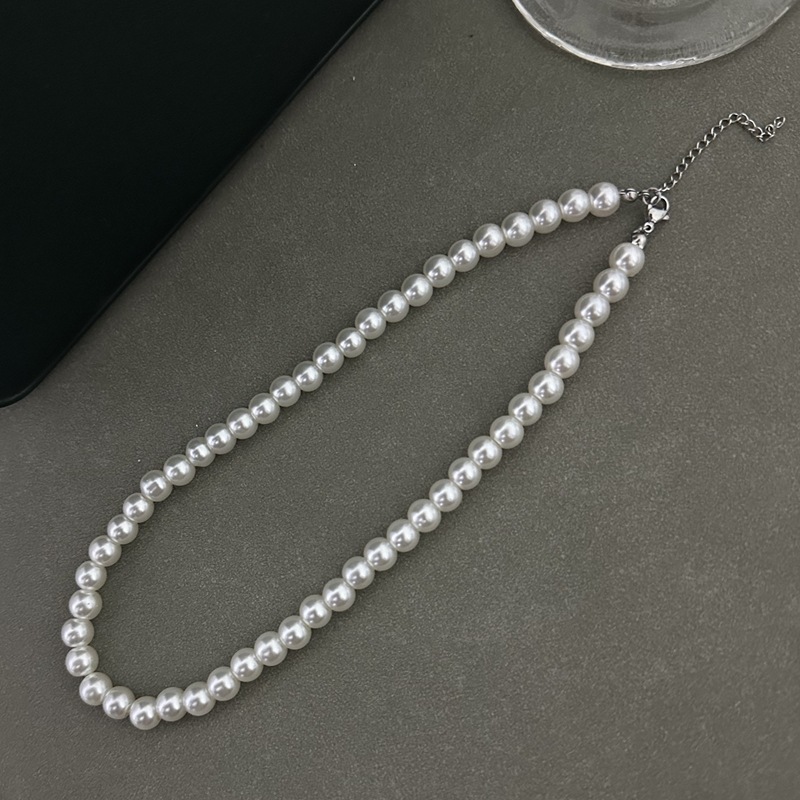 Glass necklace stainless steel from pearl