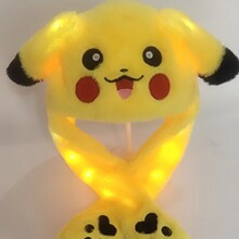 发光毛绒兔耳帽儿童卡通护耳套会动LED灯玩具冬季保暖可爱萌趣