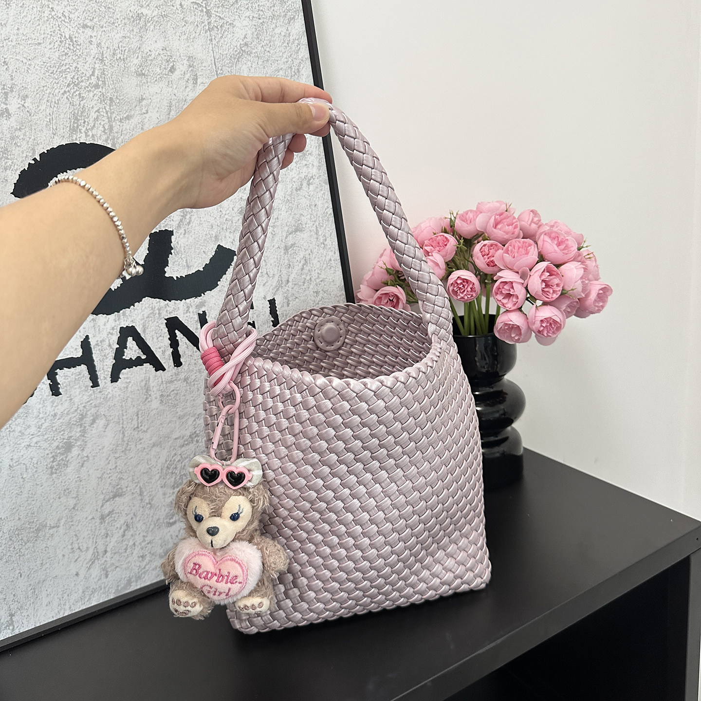 Túi xách tay nữ da thật đan thủ công phong cách nhân ngư cơ, kiểu dáng thời trang đi làm hàng ngày — Nhân ngư cơ
