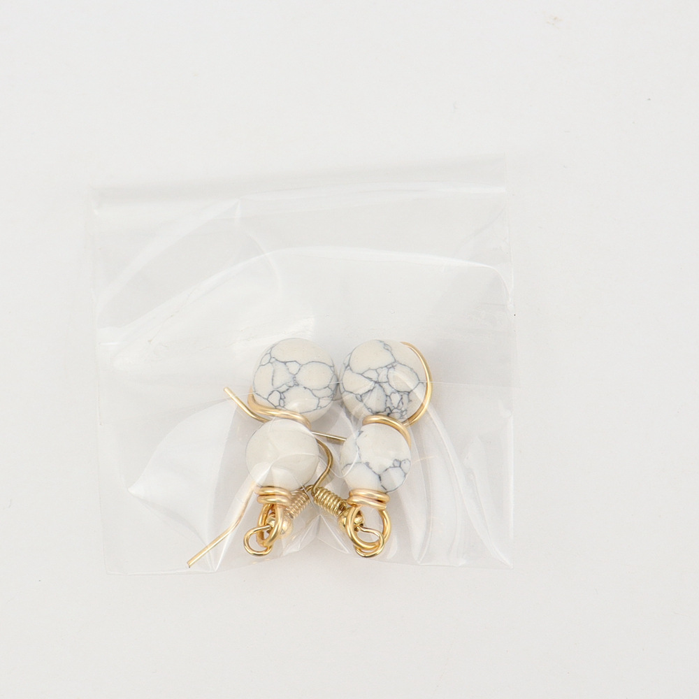 8g Weight Ferroalloy Ear Needle Material Drop Earrings Classification 1 Pair Quantity Holiday, Daily Occasion natural stone, Copper Material Gourd Pattern Women's Gender Beaded Design Casual, Pastoral Style 1 Pair Casual Pastoral Gourd Beaded Natural Stone Copper Drop Earrings 1