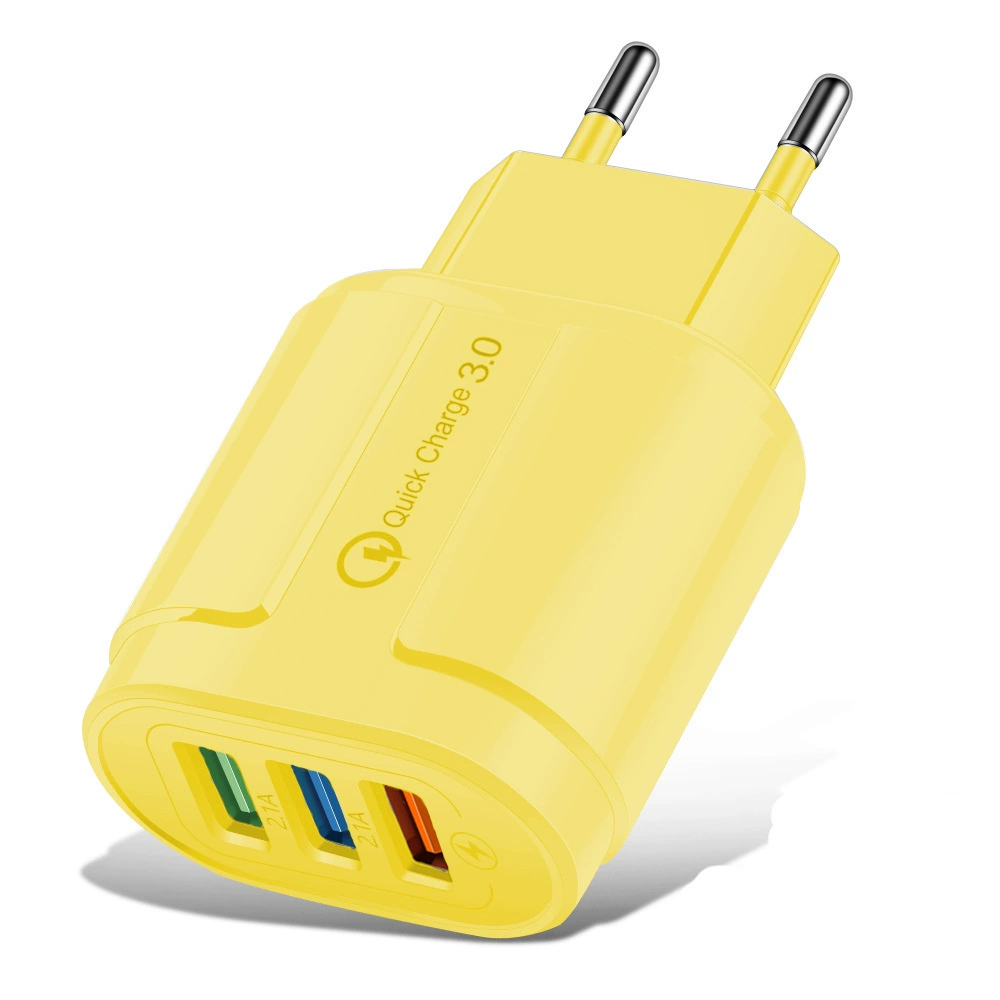 Зарядное устройство в цвете макарун, USB-зарядник с 3 портами, 5V 2A, адаптер для американской вилки