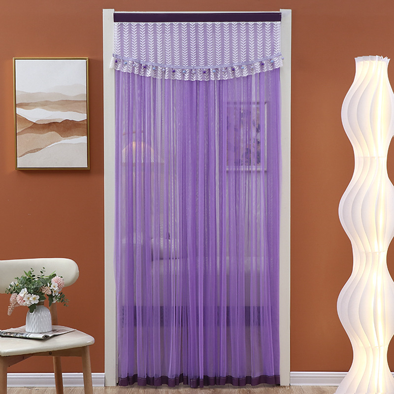 French Style Lace Door Curtain Anti-mosquito Home Four Seasons Gauze Curtain Universal Partition Curtain Punch-free Bedroom Kitchen Gauze Door Curtain