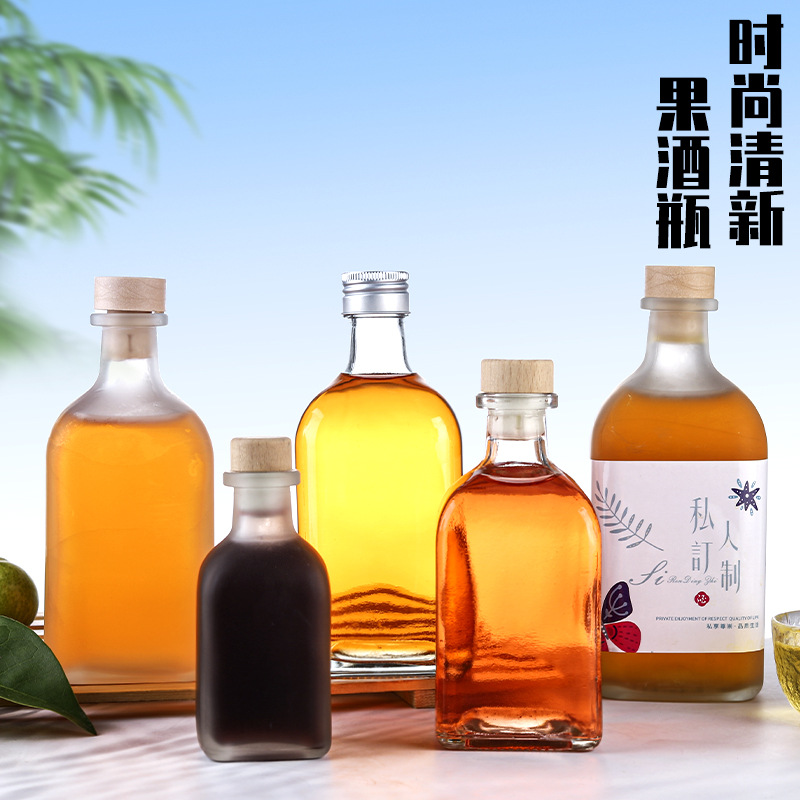 果酒瓶厂家生产批发饮料瓶密封果汁奶茶酒瓶四方形分装空酒瓶泡茶