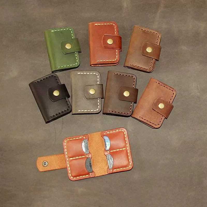 SD卡套SIM个性化皮革卡包 4卡位按扣可折叠卡包 U盘便捷收纳小包