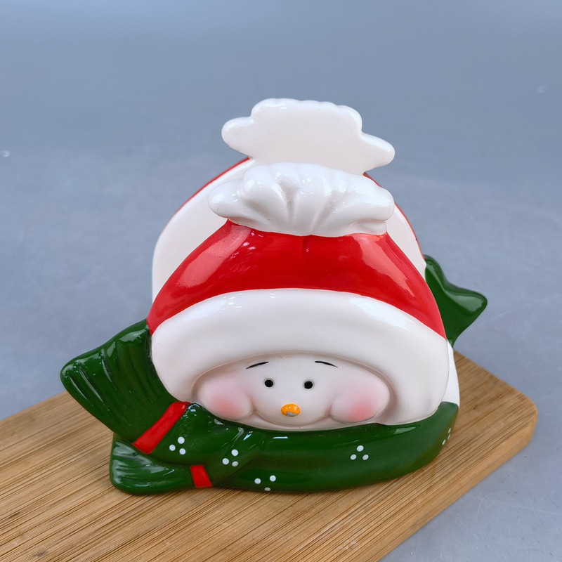 Decoraciones navideñas europeas creativas personalizadas muñeco de nieve lámparas navideñas artículos de cerámica ornamentos de artesanía