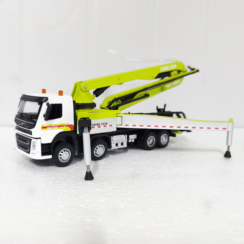Caipo alloy pump truck model cement pouring engineering vehicle sound and light retractable children's toy car ornaments cross-border wholesale