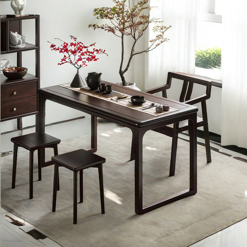 Nuevo estilo chino de madera sólida mesa de té silla combinación casera balcón Zen mesa de té sala de té mesa de té oficina pequeña mesa de té