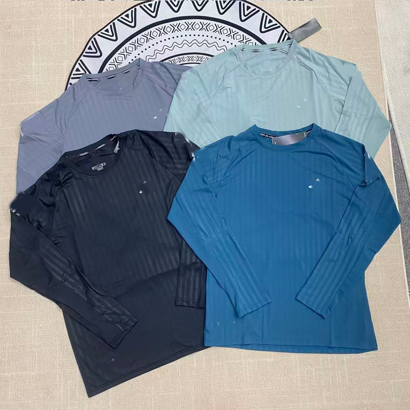 Foreign Trade New Sports Running Fitness Training Ice Silk Elastic Quick-Drying Track and Field Men's Long-Sleeved Sports T-Shirt Tops Foreign Trade New Sports Running Fitness Training Ice Silk Elastic Quick-Drying Track and Field Men's Long-Sleeved Sports T-Shirt Tops