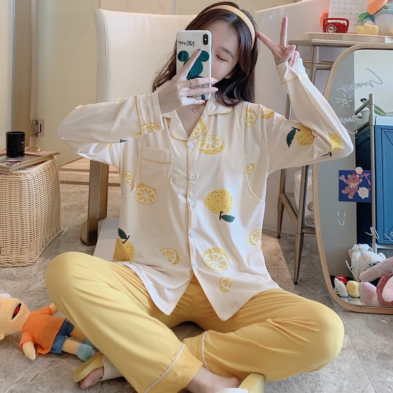 Fábrica directa primavera / otoño / verano meses pijamas embarazadas cardigans de manga larga con la solapa de dibujos animados ropa de alimentación set