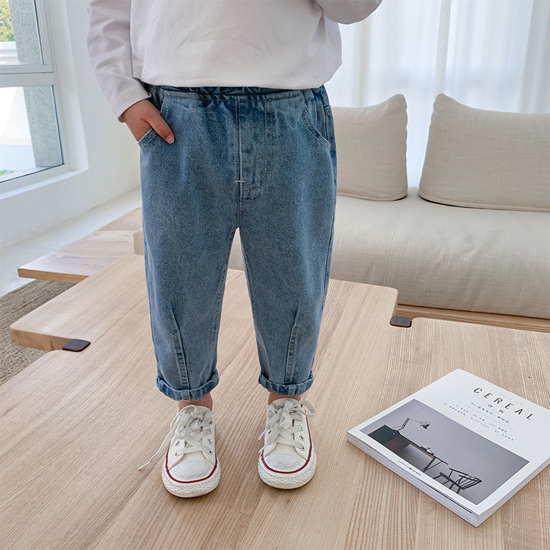 Jeans para niños primavera 2026 nuevos pantalones casuales infantiles guapo primavera y otoño pantalones chinos para niños