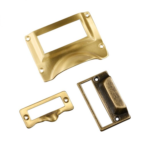 Chinese retro brass drawer cabinet furniture handle metal shell Chinese medicine cabinet business card label frame brass handle