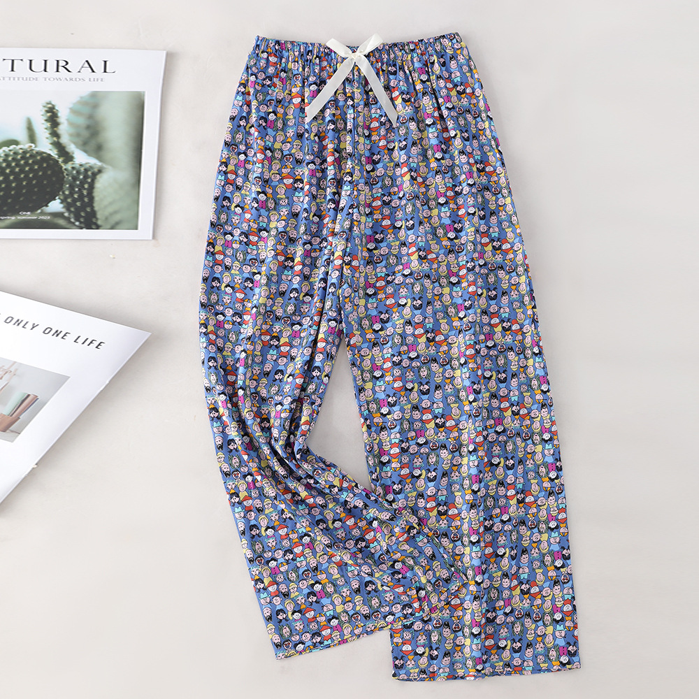 Pantalones de pijama de algodón de verano sueltos para mujeres embarazadas pantalones de piernas anchas colgantes sensación de nueve pantalones para el hogar se pueden usar fuera