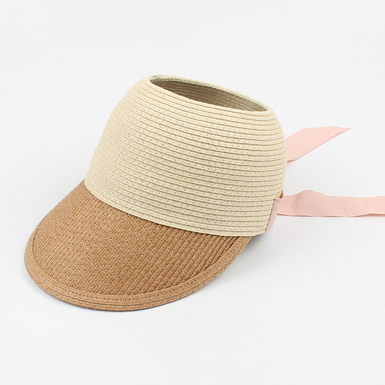 Fashion Contrast Color Bow Empty Top Straw Hat display picture 37