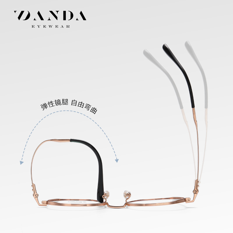 Nuevas gafas de titanio puro de lujo ligero F31105 mujer retro polígono grande espejo plano cara redonda marco de gafas delgado hombre