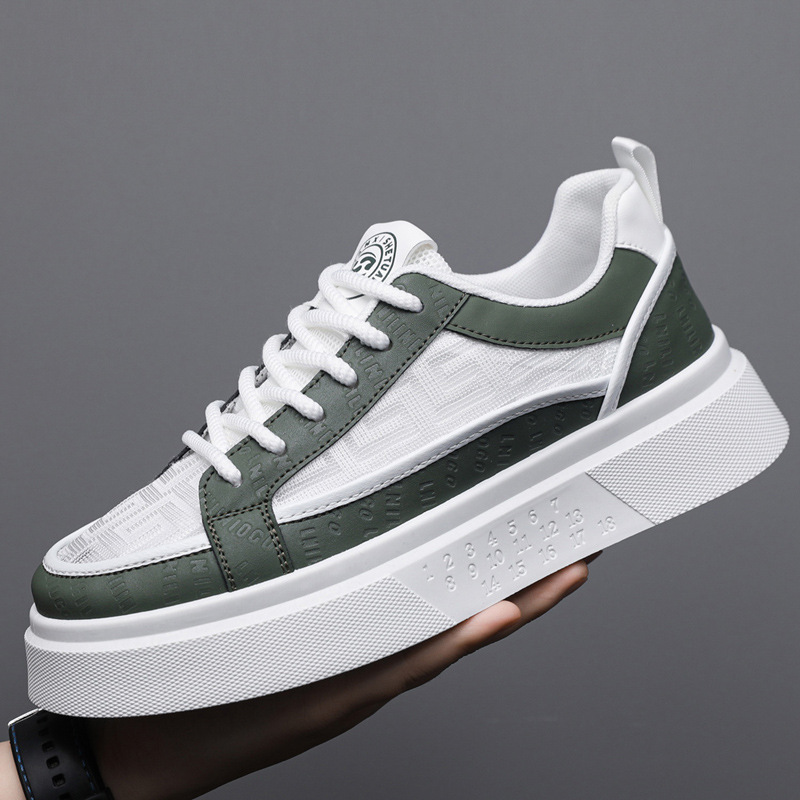 Zapatos de hombre transfronterizos 2025 verano nuevos zapatos deportivos casuales zapatos de plataforma aumentados versión coreana de los zapatos blancos de moda al por mayor