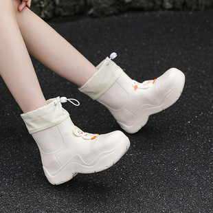 Trendy Influencer-Style Rain Boots with Elastic Band, Lightweight Thick-Soled Rubber Shoes for Students, Waterproof Shoes for Rainy Days