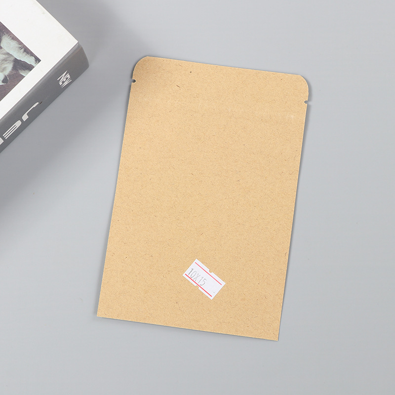 Spot bolsa de papel kraft con ventana transparente bolsa de embalaje de alimentos autosellada autoportante bolsa de té sellada de ocho lados fácil de rasgar