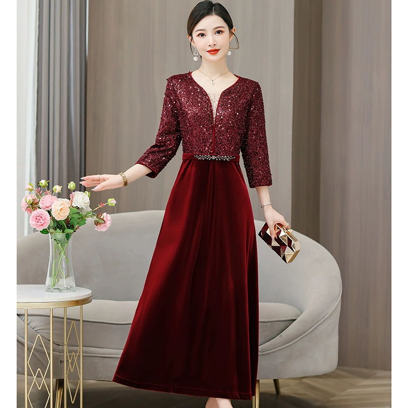 Свадебное банкетное платье Xin Guo Feng 2024 осень и зима новое свадебное платье