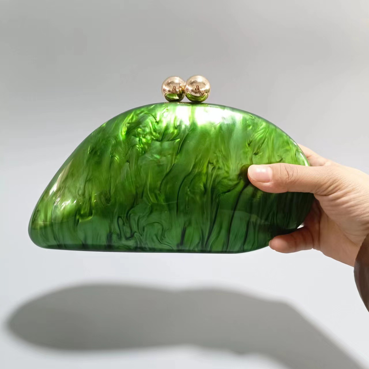 Green Arylic Solid Color Dumpling Shape Evening Bags display picture 7