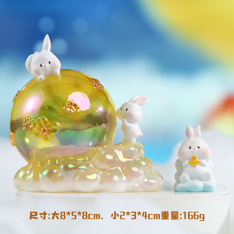 月兔绮梦小灯摆件 居家客厅桌面创意设计树脂工艺品礼物礼品摆件|undefined