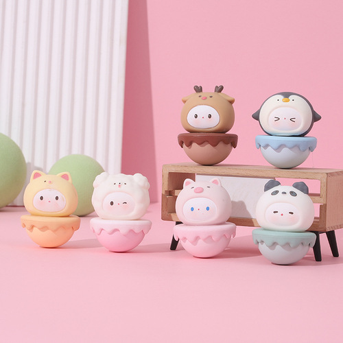 Soft fufu cute pet tumbler cute hard enamel small ornaments home living room desktop decoration doll light luxury ornaments