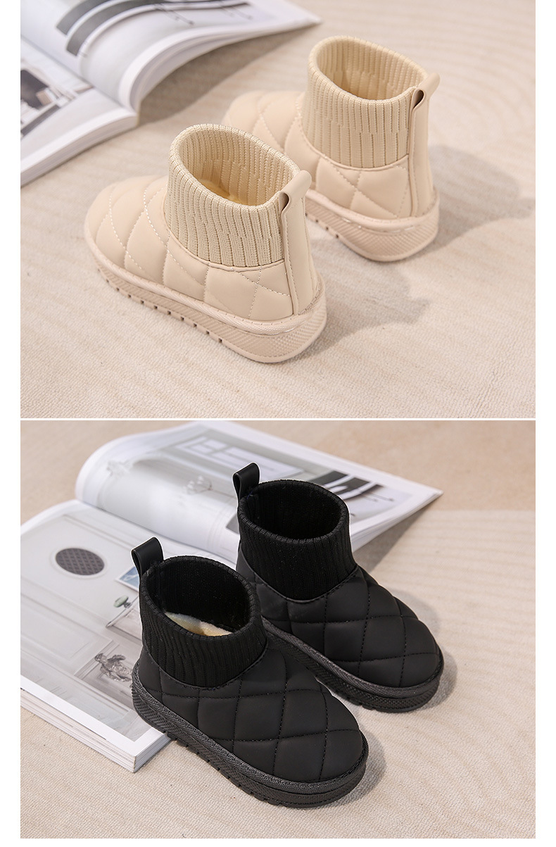 Stivali da neve per bambini Scarpe da bambino semplici in cotone autunno e inverno da bambina con piedini in velluto Stivali corti caldi da bambino_voghion.com