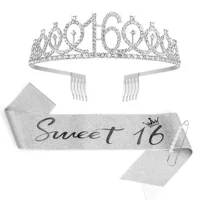 Sweet16 День рождения Корона и Пояс Набор Подарки На День Рождения Девушка День Рождения Товары