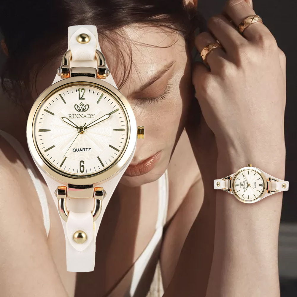 Orologio da donna alla moda, elegante orologio al quarzo in pelle, cinturino sottile, quadrante semplice da donna_voghion.com
