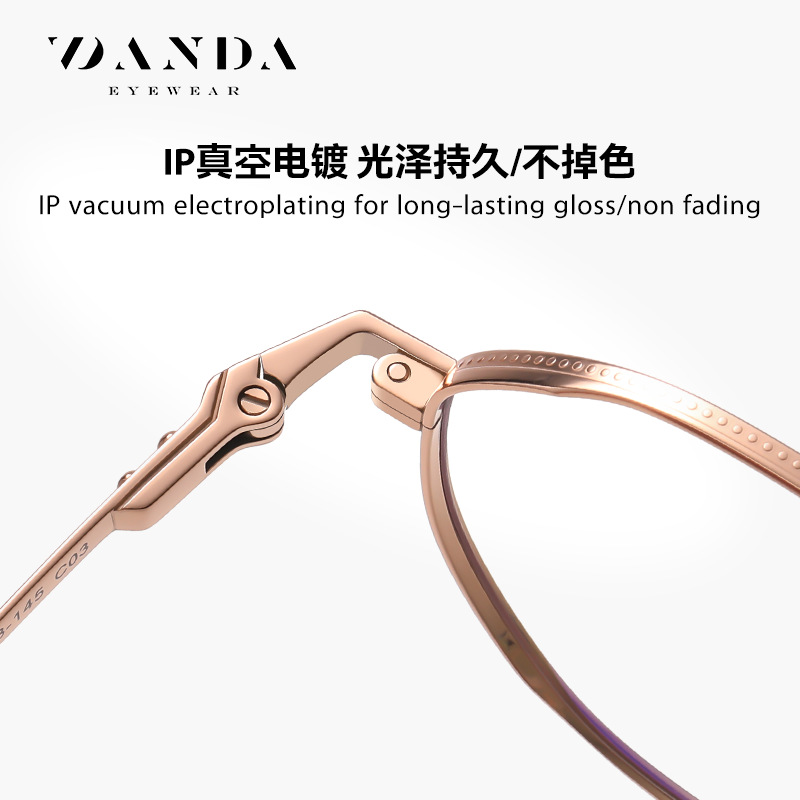 Nuevas gafas de titanio puro de lujo ligero F31105 mujer retro polígono grande espejo plano cara redonda marco de gafas delgado hombre